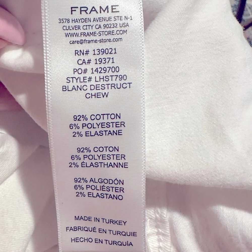 FRAME LE HIGH STRAIGHT HIGH RISE WHITE DISTRESSED DESTRUCTED STRETCHY JEANS 26